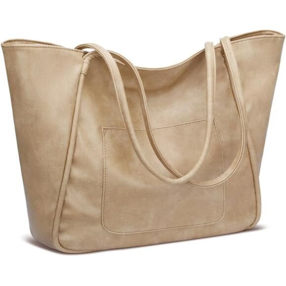 Handbags - Large Tote Bag with Zipper Khaki